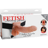 Fetish Fantasy Series 7" Hollow Strap-on With Balls - Beige