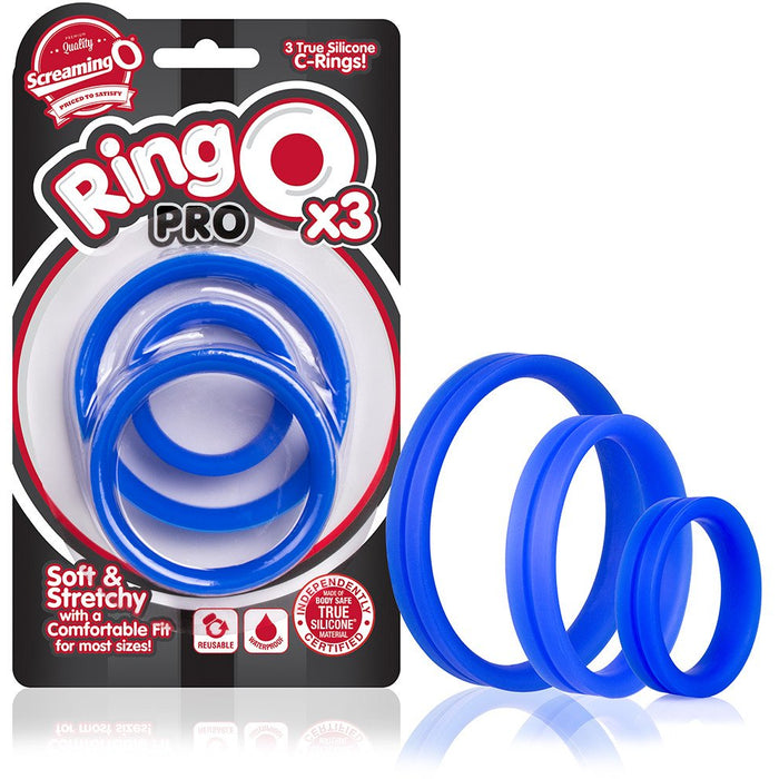 RingO Pro 3 Pack Blue - Male Cock Ring Set