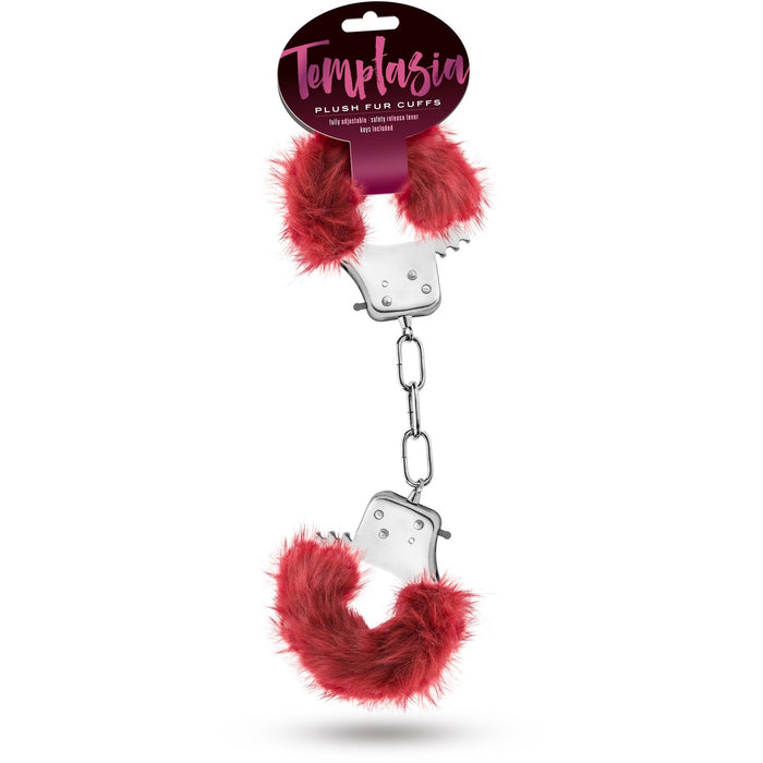 Temptasia Plush Fur Cuffs - Burgundy