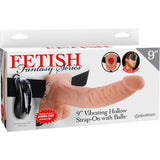 Fetish Fantasy Series 9" Vibrating Hollow Strap-on With Balls - Beige