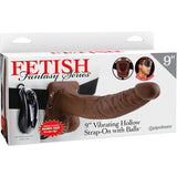 Fetish Fantasy Series 9" Vibrating Hollow Strap-on With Balls - Brown