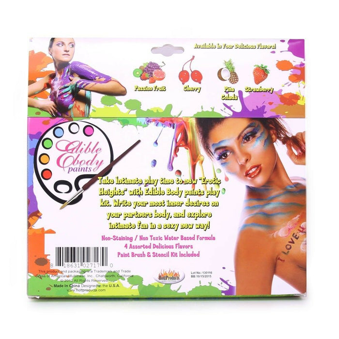 Edible Body Paints Set of 4 w/ Brush - Couples Foreplay Fun