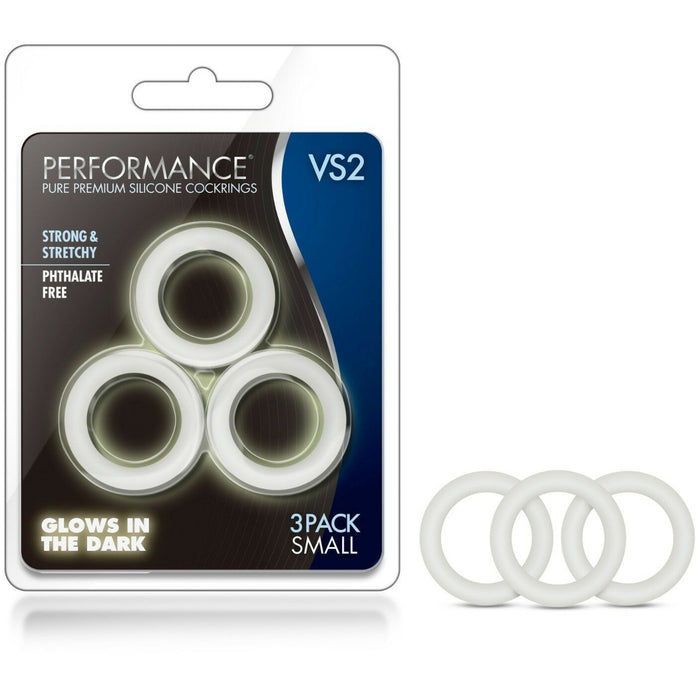 Performance VS2 Silicone Cock Rings 3 Pack - Small White