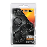 Stay Hard Beaded Cockrings 3 Pack -  Black BL-00015