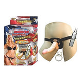 All American Whoppers Vibrating 8-Inch Dong With Universal Harness - Flesh NW2328-1
