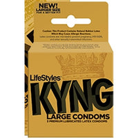 Lifestyle Kyng Gold Large Lubricated Condoms - 3 Pack LS9803