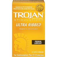 Trojan Stimulations Ultra Ribbed Lubricated Condoms - 12 Pack - Tj94750 TJ94752