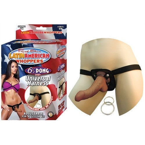 All American Whoppers 6.5-Inch Dong With Universal Harness - Latin NW2323-2