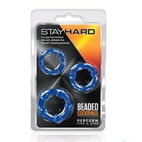 Stay Hard Beaded Cock Rings - 3 Pack - Blue BL-00013