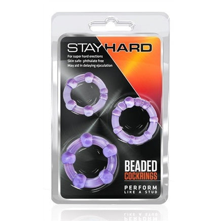 Stay Hard Beaded Cockrings - 3 Pack - Purple BL-00011