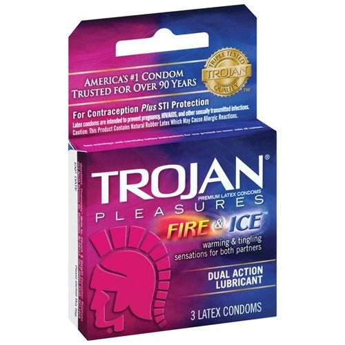 Trojan Pleasures Fire and Ice Dual Action Lubricated Condoms - 3 Pack TJ96003