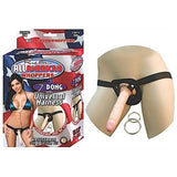 All American Whoppers 7-Inch Dong With Universal Harness - Flesh NW2325-1