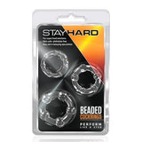 Stay Hard Beaded Cockrings - 3 Pack-  Clear BL-00012