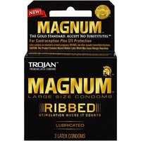 Trojan Magnum Ribbed Lubricated Condoms - 3 Pack TJ64208