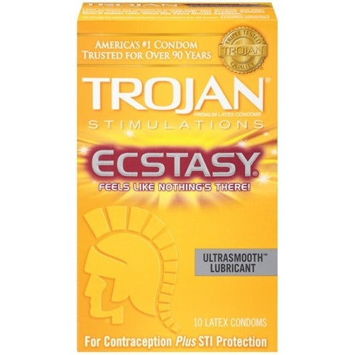 Trojan Ultra Ribbed Ecstasy Lubricated Condoms - 10 Pack Tj94730 TJ94732
