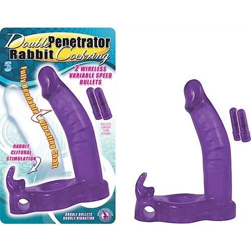 Double Penetrator Rabbit Cockring Purple NW2224-2